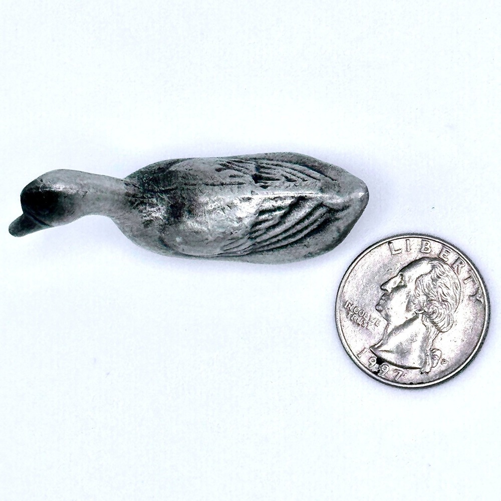 Vintage Miniature Pewter Duck Figurine Hand Cast Farmhouse Cottagecore Decor - Picture 5 of 6